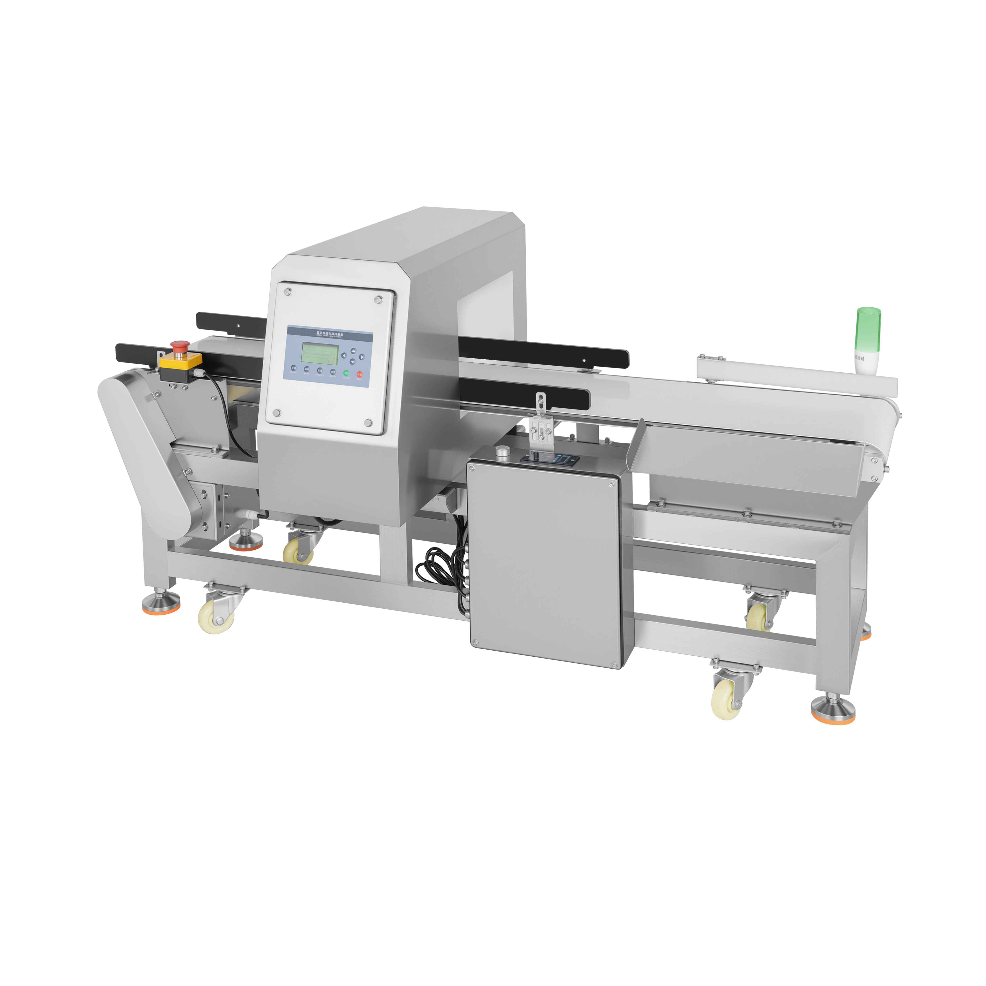 Detector de metais com rejeição de alavanca de pressão para embalagens pequenas 
