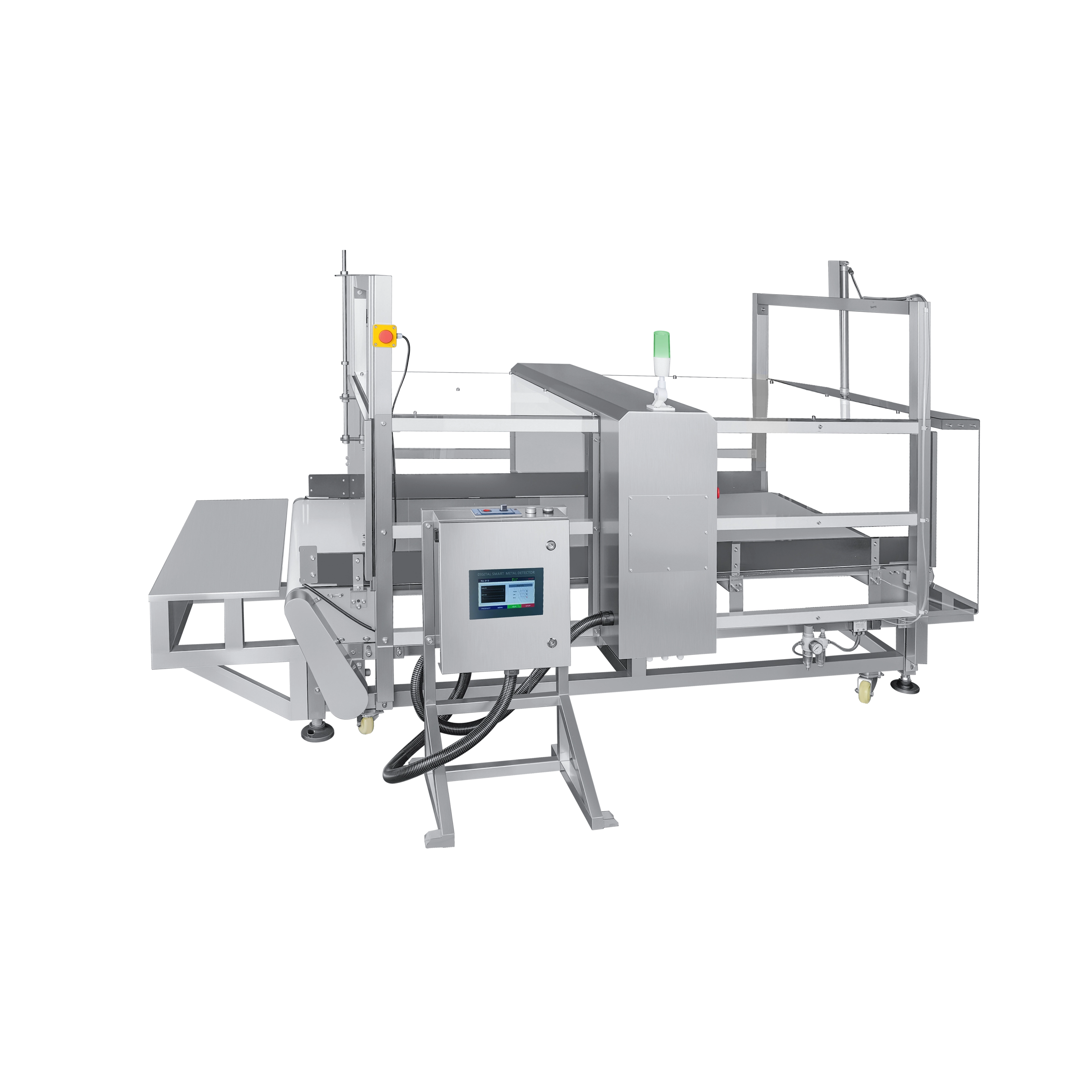 Detector de metais com quatro tampas transparentes para produtos eletrônicos
