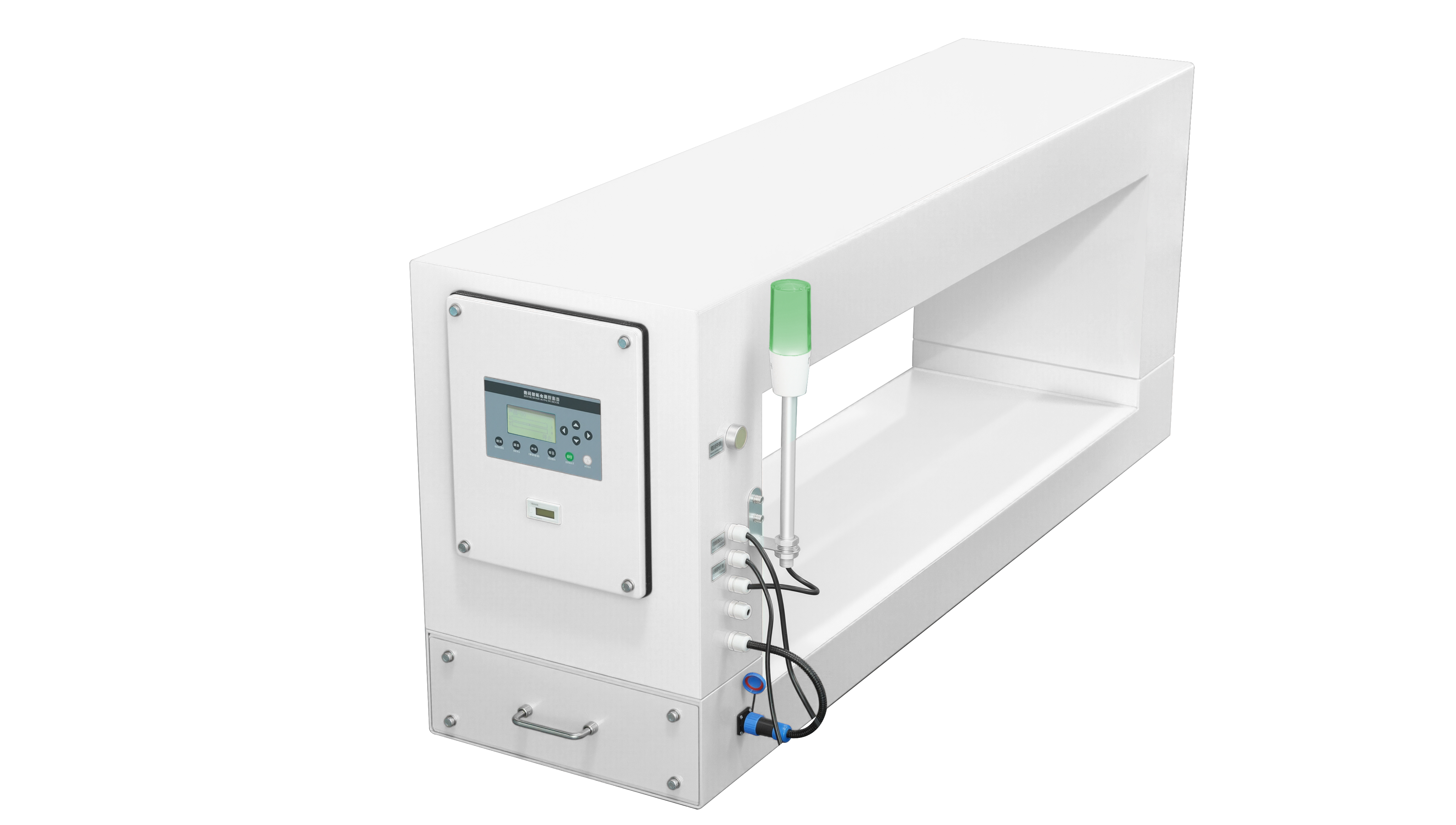 detector de metais com acabamento em pintura branca 