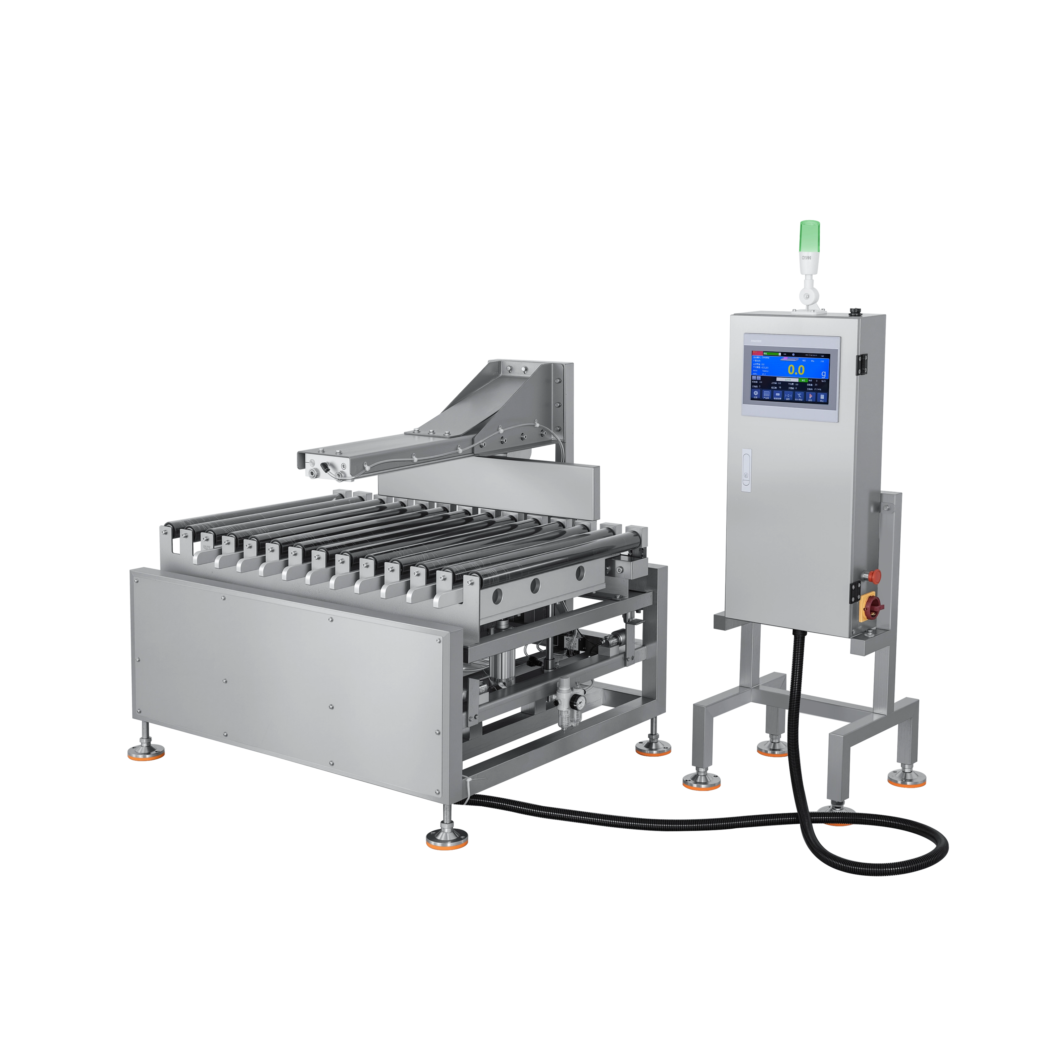 Controlador de peso de rolo de seção única para caixas pesadas de 25 kg