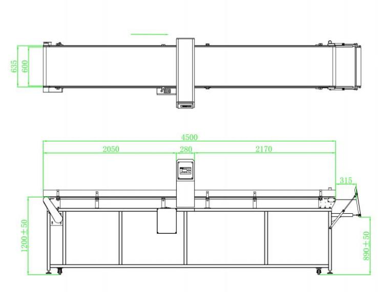 Diagrama de detector de metal extralongo
