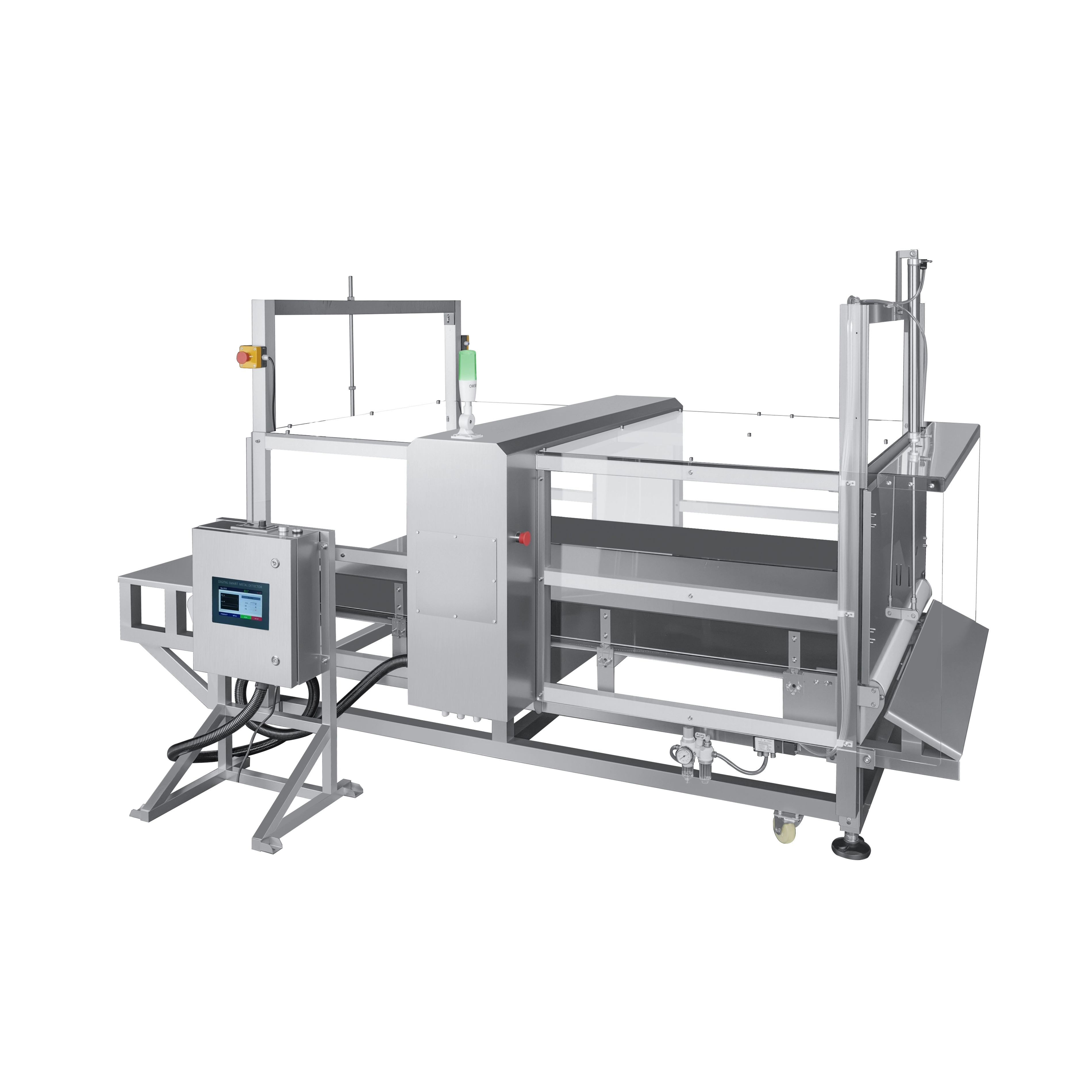 Detector de metais com quatro tampas transparentes para produtos eletrônicos