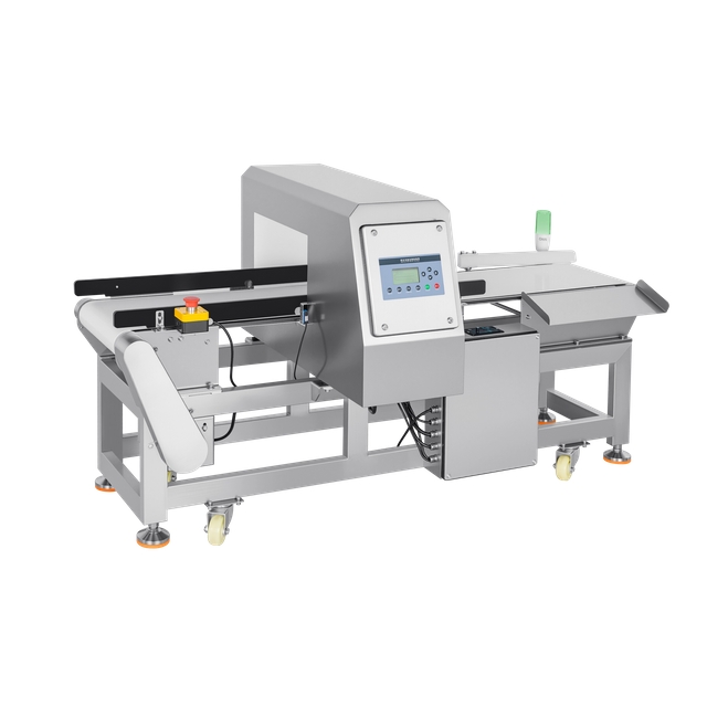 Detector de metais com rejeição de alavanca de pressão para embalagens pequenas 