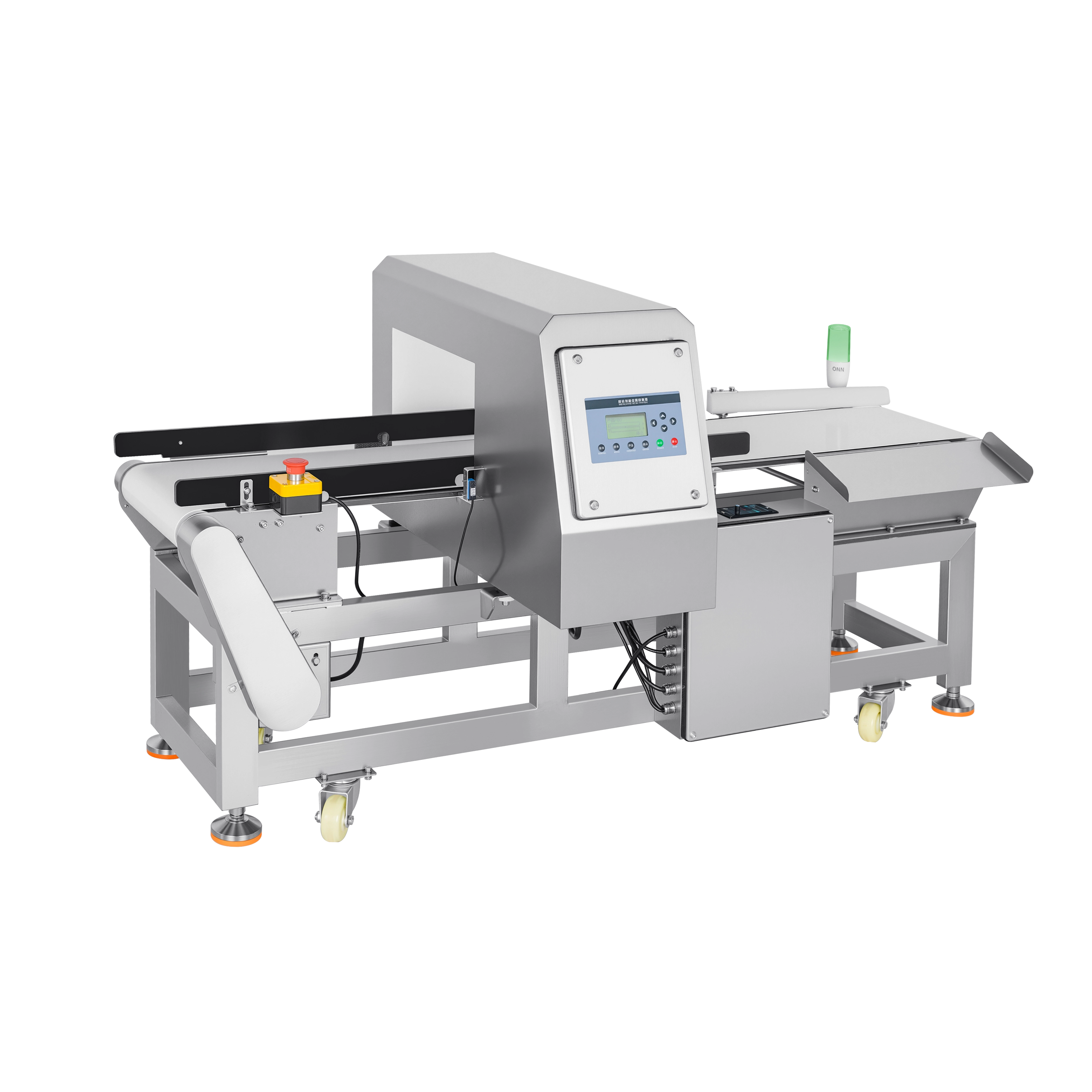 Detector de metais com rejeição de alavanca de pressão para embalagens pequenas 